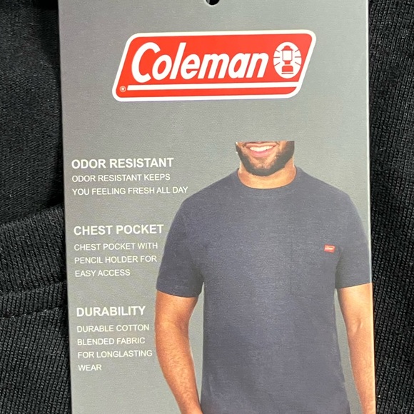 Coleman Pocket Tee T Shirt Mens XL Black Short Sleeve Branded Pckt - Picture 4 of 6